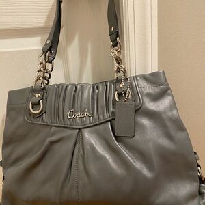 Coach Metallic Gray Leather Shoulder Bag